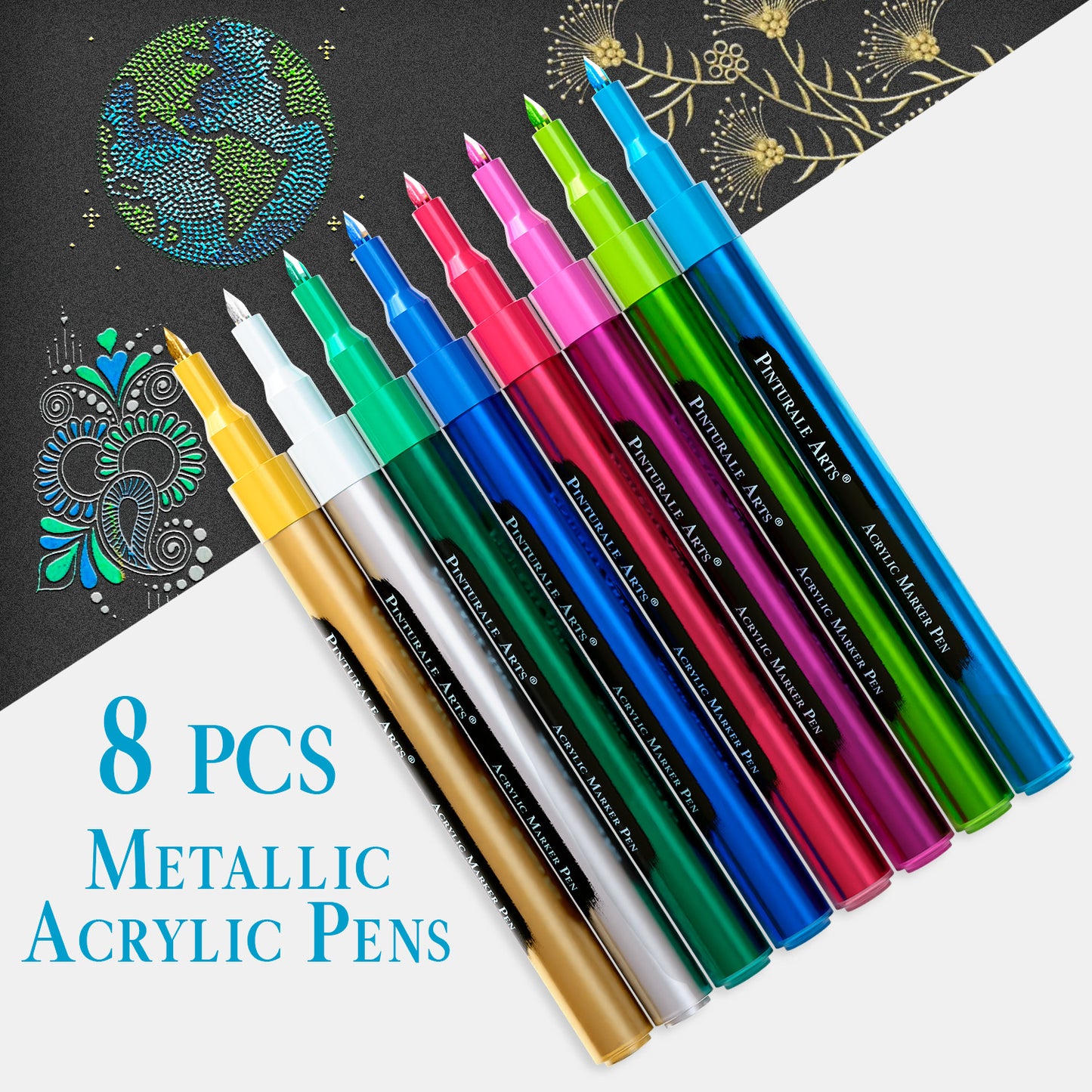 8 Rotuladores Metalizados Para Pintar Piedras, Manualidades, Colorear, Madera, Ceramica, Tela