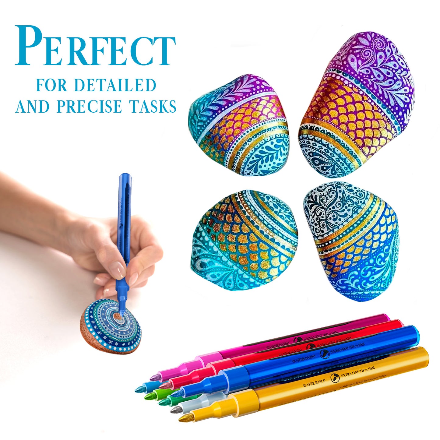 8 Rotuladores Metalizados Para Pintar Piedras, Manualidades, Colorear, Madera, Ceramica, Tela