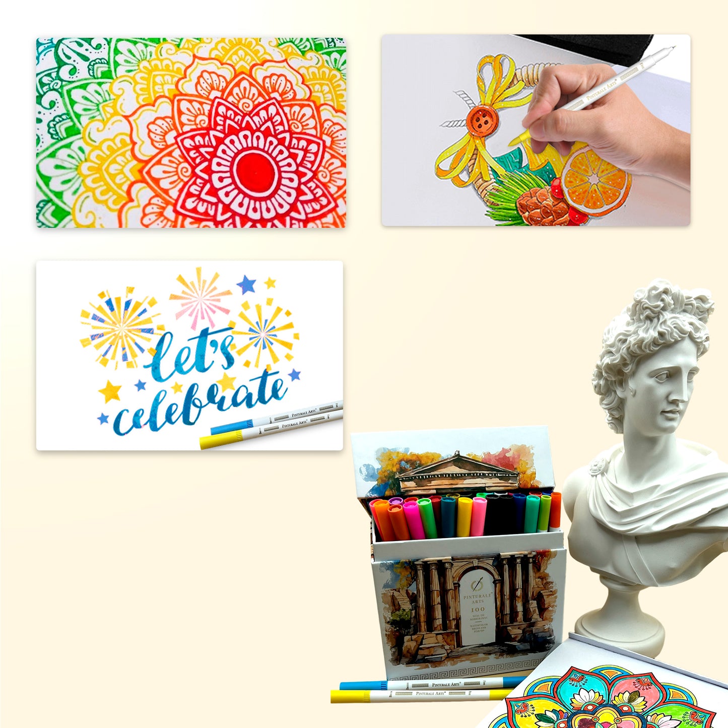 100 Rotuladores Lettering Doble Punta | Rotuladores Punta Pincel y Punta Fina | Para Lettering, Mandalas, Ilustración, Dibujo