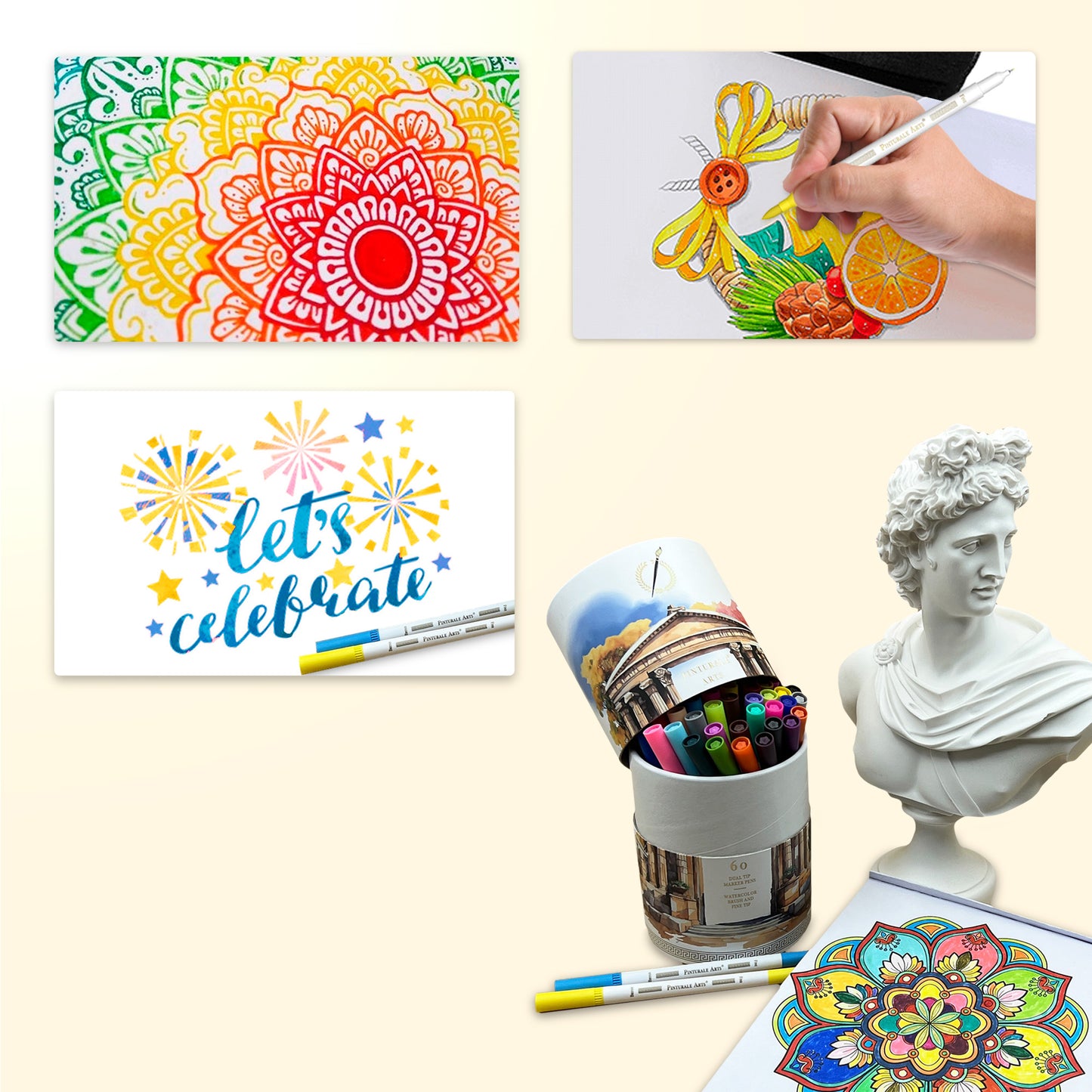 60 Rotuladores Lettering Doble Punta | Rotuladores Punta Pincel y Punta Fina | Para Lettering, Mandalas, Ilustración, Dibujo