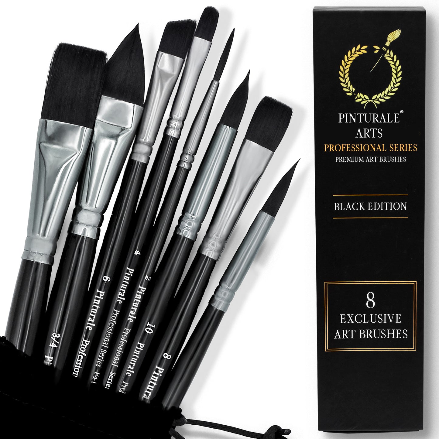 Pinceles Acuarela Profesional | Black Series | Set 8 Pinceles