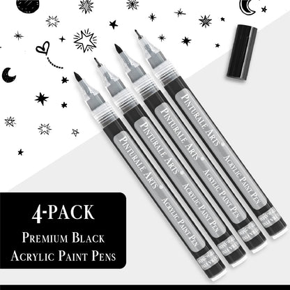 Set 4 Rotuladores Acrilicos Negros | Punta Extrafina (0,7mm y 0,5mm)