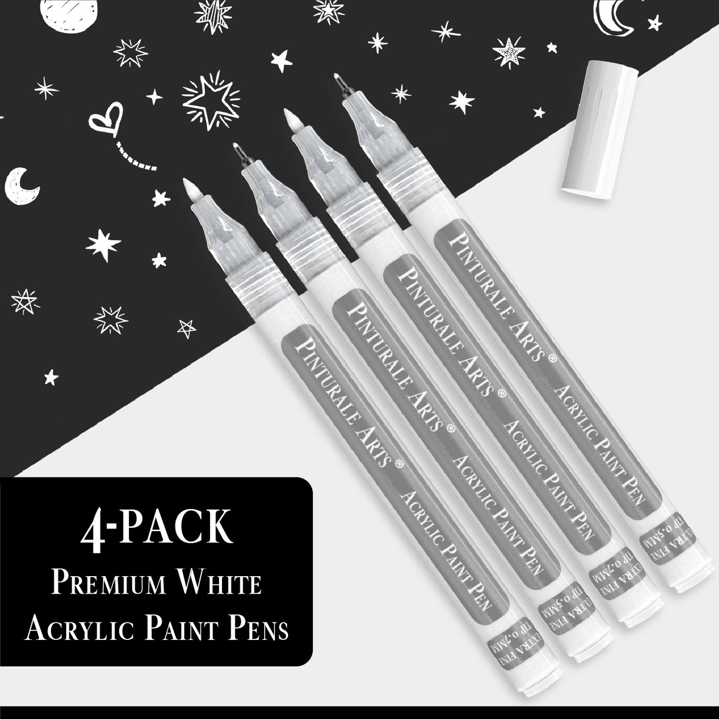 Set 4 Rotuladores Acrilicos Blancos | Punta Extrafina (0,7mm y 0,5mm)