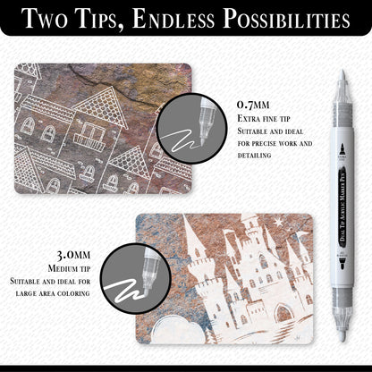 Set 4 Rotuladores Acrilicos Blancos | Doble Punta (0,7mm y 3mm)