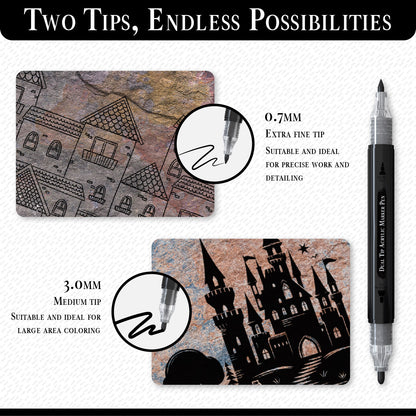 Set 4 Rotuladores Acrilicos Negros | Doble Punta (0,7mm y 3mm)