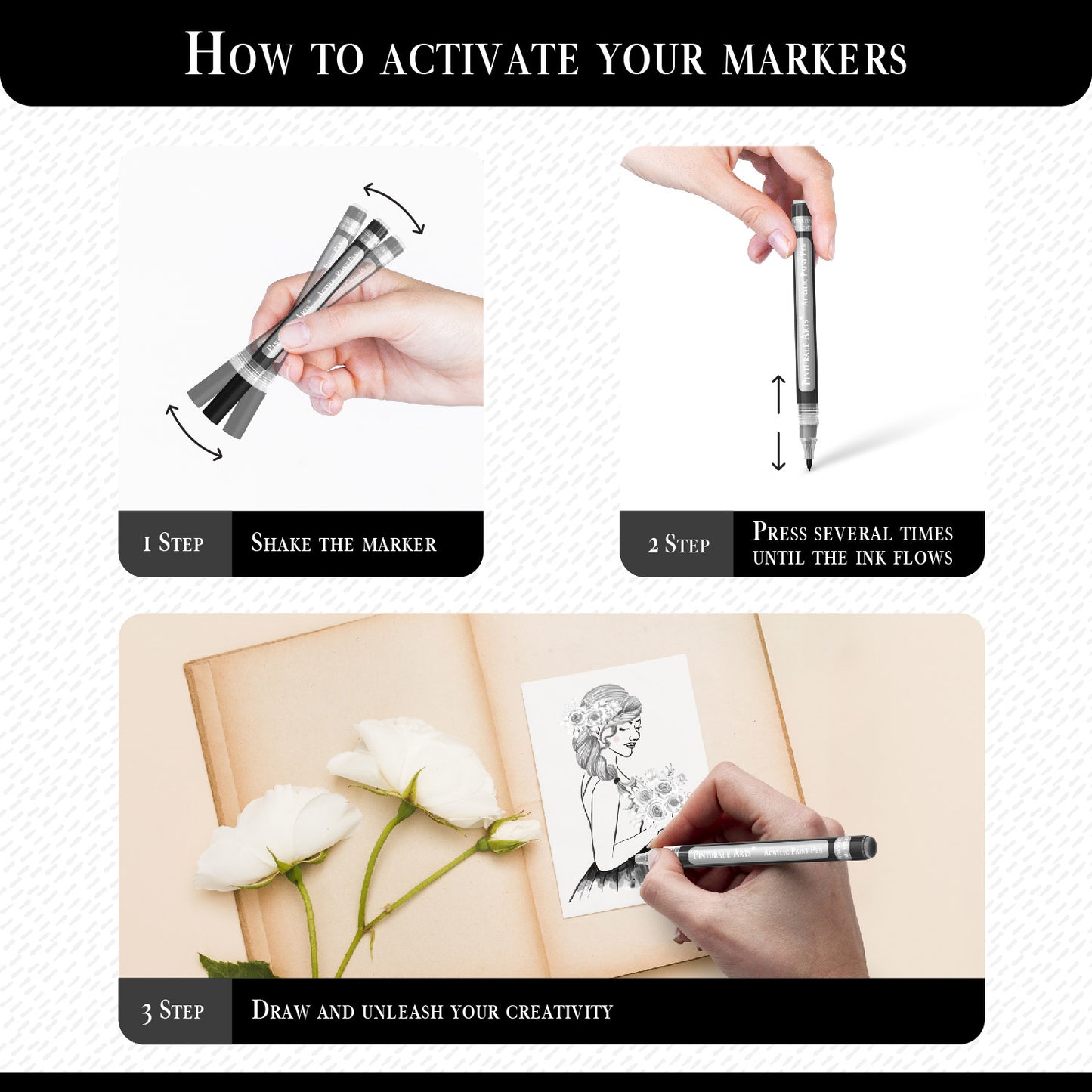 Set 4 Rotuladores Acrilicos Negros | Punta Extrafina (0,7mm y 0,5mm)