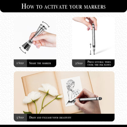 Set 4 Rotuladores Acrilicos Negros | Punta Extrafina (0,7mm y 0,5mm)