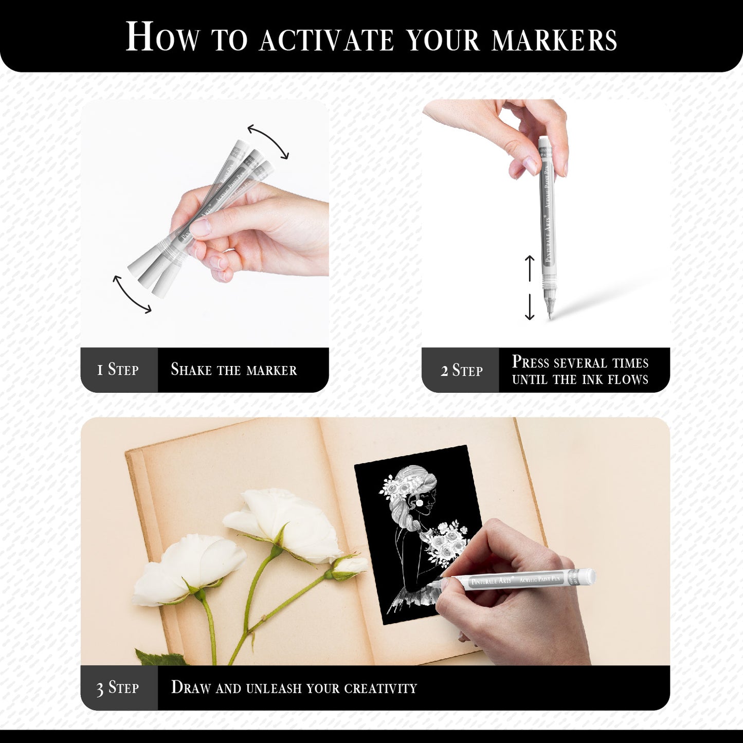 Set 4 Rotuladores Acrilicos Blancos | Punta Extrafina (0,7mm y 0,5mm)