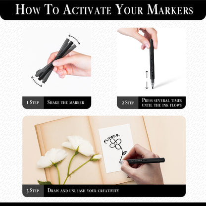 Set 4 Rotuladores Acrilicos Negros | Doble Punta (0,7mm y 3mm)