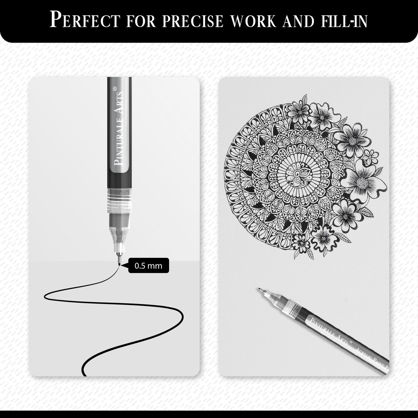 Set 4 Rotuladores Acrilicos Negros | Punta Extrafina (0,7mm y 0,5mm)