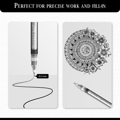 Set 4 Rotuladores Acrilicos Negros | Punta Extrafina (0,7mm y 0,5mm)