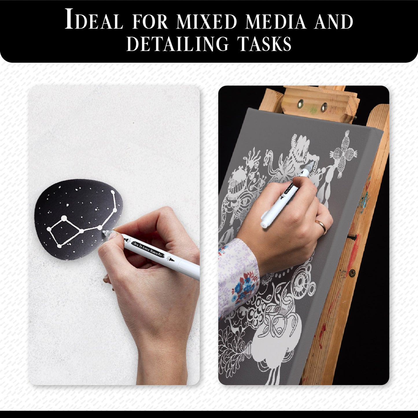 Set 4 Rotuladores Acrilicos Blancos | Doble Punta (0,7mm y 3mm)