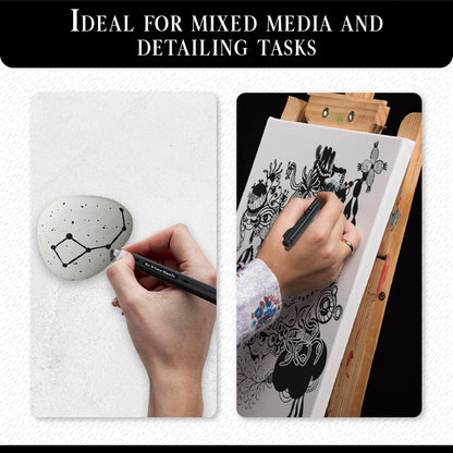 Set 4 Rotuladores Acrilicos Negros | Doble Punta (0,7mm y 3mm)