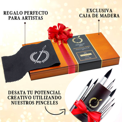 Set Acuarelas Profesionales de Alta Pigmentación | Incluye 24 Colores Grandes, Caja de Madera y Paño | Acuarelas Calidad Artista